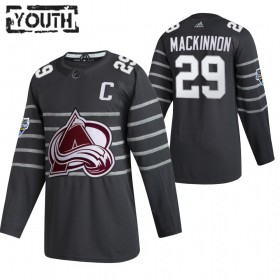 Barn NHL Colorado Avalanche Tröjor Nathan MacKinnon 29 Grå Adidas 2020 All-Star Authentic